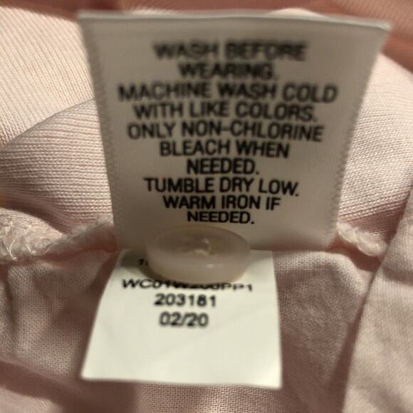 Croft & Barrow Blouse Womens XL Eyelet Lace Pale Pink Button Up L/SLV Pockets - Picture 8 of 9